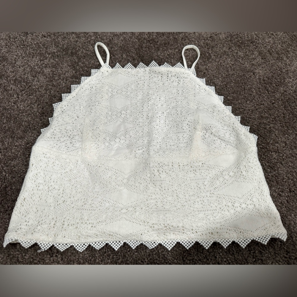 Topshop White Crochet Lace Detailed Crop Top